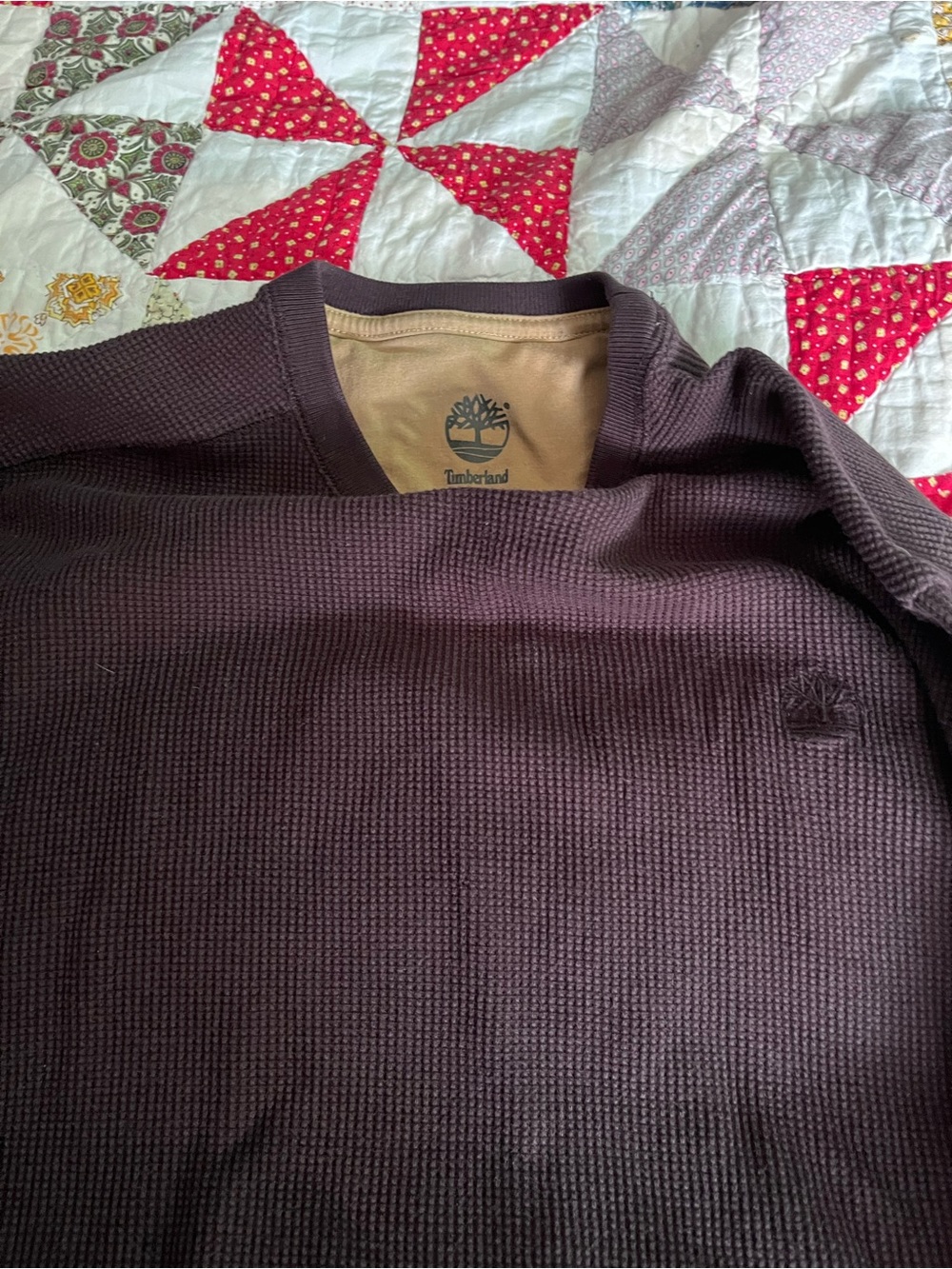 Timberland Men's V-Neck Waffle Knit Sweater in Dark Brown
